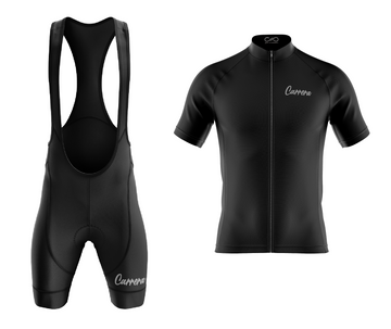 Uniforme Ciclismo Fit Corto con Tirantas - Black Pro Manga Corta